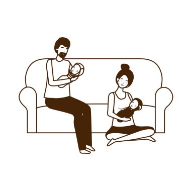 Bebek tasarımı ile izole anne ve baba