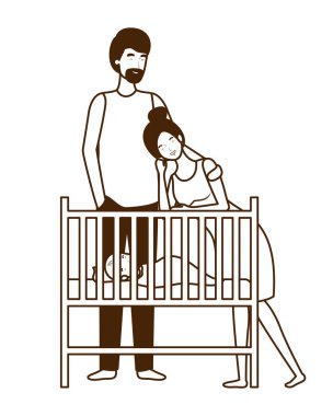 Bebek tasarımı ile izole anne ve baba