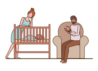 Bebek tasarımı ile izole anne ve baba