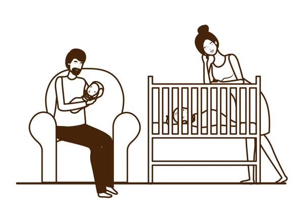 Isolerad mor och far med baby design — Stock vektor