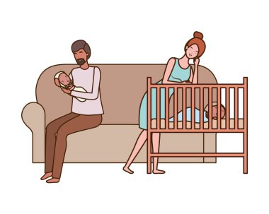 Bebek tasarımı ile izole anne ve baba