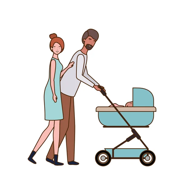 Isolierte Mutter und Vater mit Baby-Design — Stockvektor