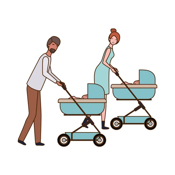 Isolerad mor och far med baby design — Stock vektor