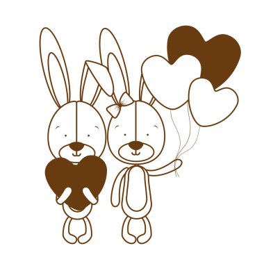 helyum balonları ile sevimli tavşan silueti