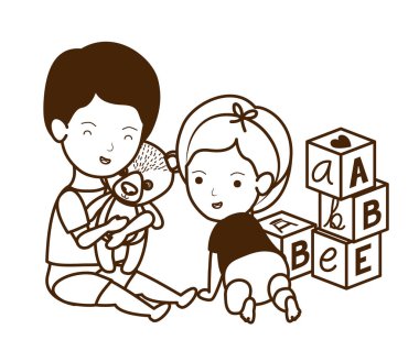 İzole erkek ve kız tasarımı