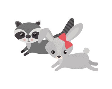 Beyaz arka planda hayvanlarla kutlama kartı