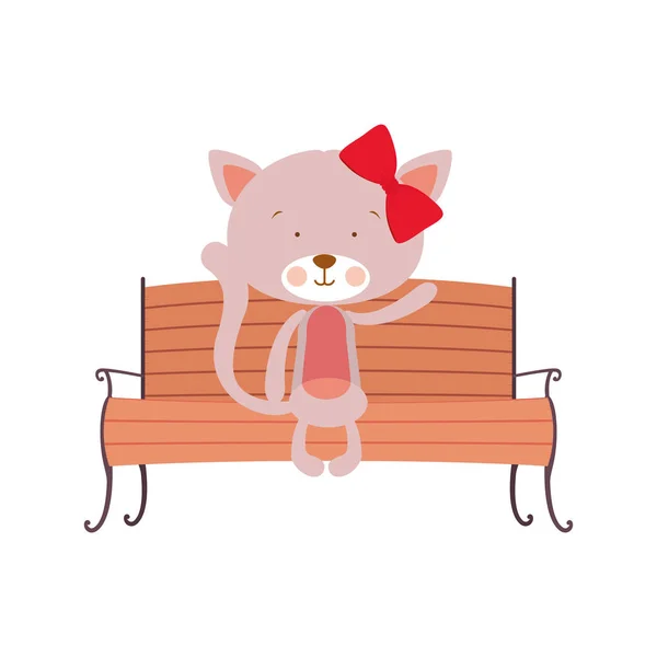 Симпатичная кошка, сидящая на парковом стуле — стоковый вектор