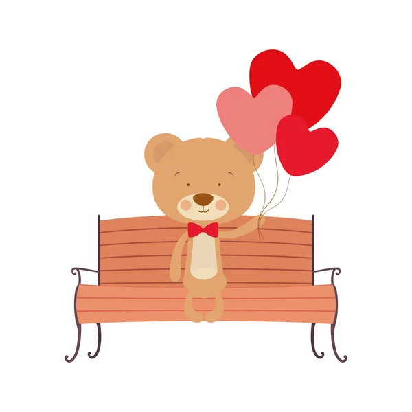 Ładny niedźwiedź siedzi na krzesło Park — Wektor stockowy
