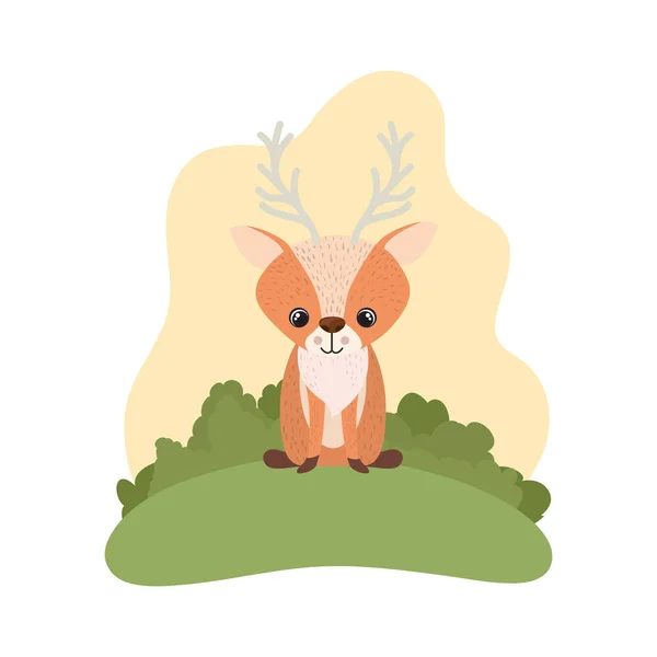 Cute deer with background landscape — Stock Vector