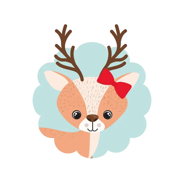 Carino e adorabile cervo con cornice — Vettoriale Stock