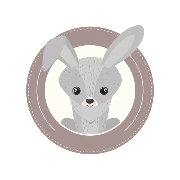 Милий і чарівний кролик з круглою рамкою — стоковий вектор