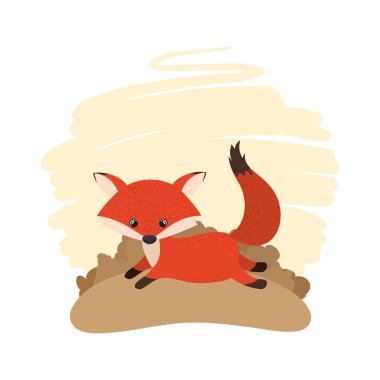 arka plan manzara ile sevimli tilki