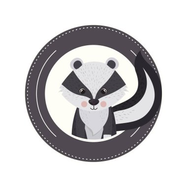 dairesel çerçeveli sevimli ve sevimli kokarca