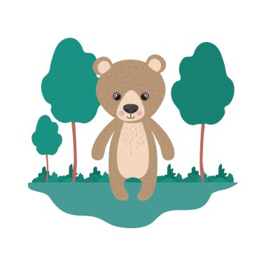 arka plan manzara ile sevimli ayı