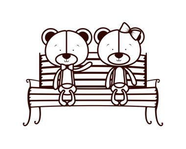 park sandalyesinde oturan ayılar sevimli çift