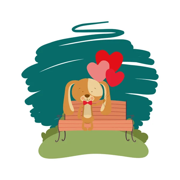 Χαριτωμένο σκυλί κάθεται στην καρέκλα πάρκο — Διανυσματικό Αρχείο