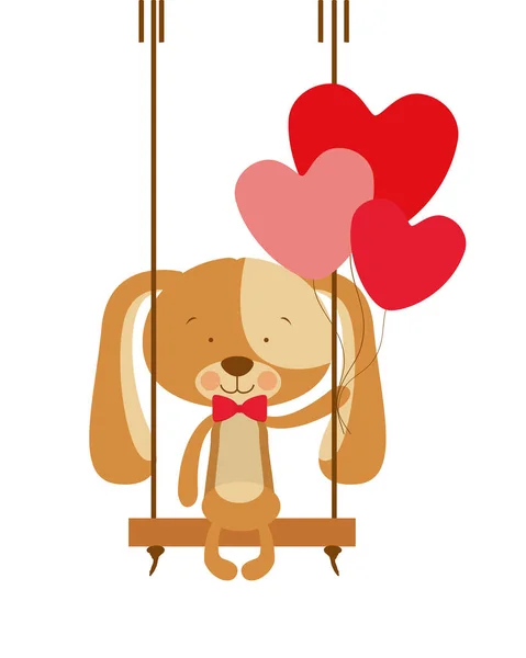 ヘリウム風船とかわいい子犬 — ストックベクタ