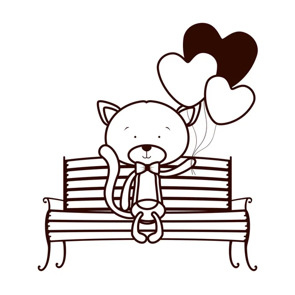 公園の椅子に座ってかわいい猫 — ストックベクタ