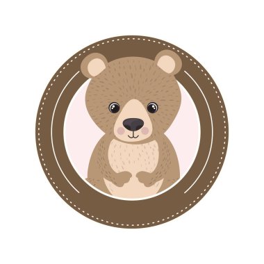 dairesel çerçeveile sevimli ve sevimli ayı