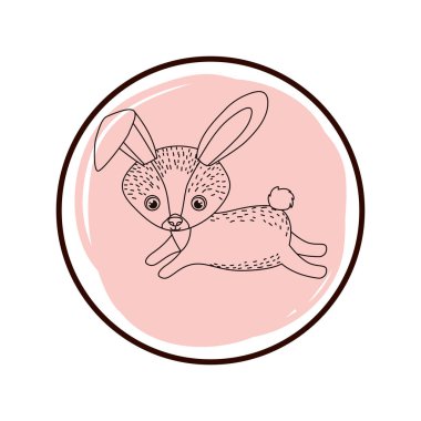 dairesel çerçeve ile sevimli ve sevimli tavşan