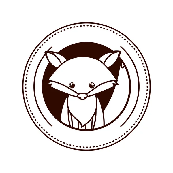 Lindo y adorable zorro con marco circular — Vector de stock