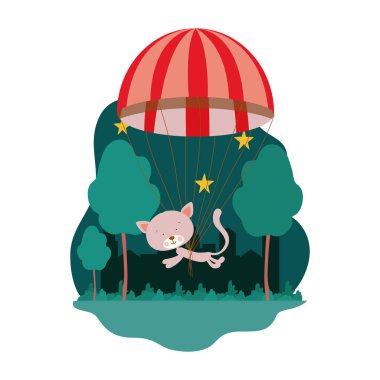 paraşüt ile sevimli kedi