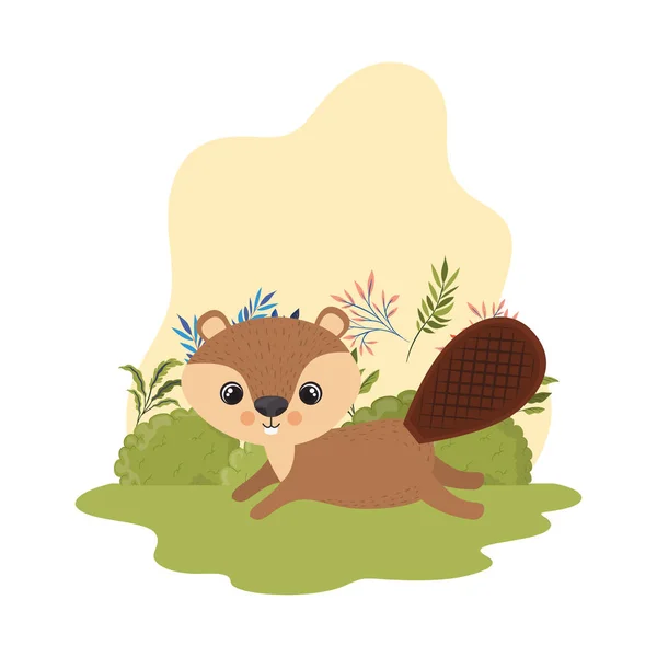 배경 풍경과 귀여운 다람쥐 — 스톡 벡터