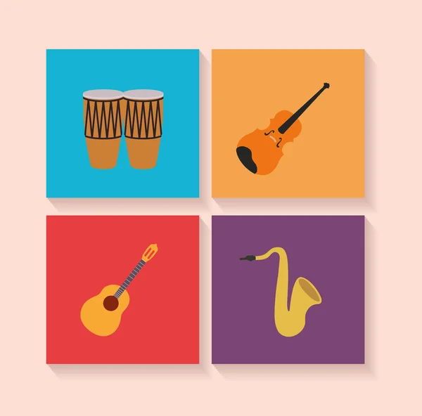 Reihe von Musikinstrumenten-Ikonen — Stockvektor