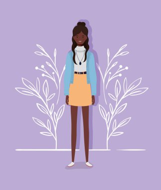 genç ve güzel afro kız karakter