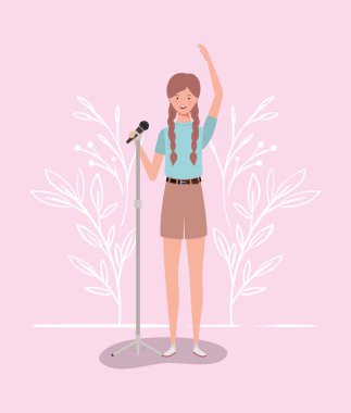 kadının mikrofon karakteri ile şarkı