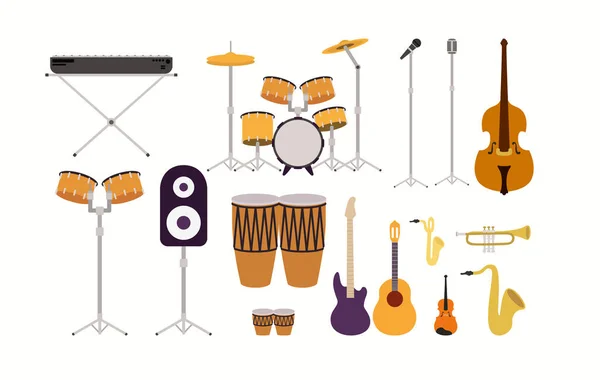 Ensemble d'icônes d'instruments de musique — Image vectorielle