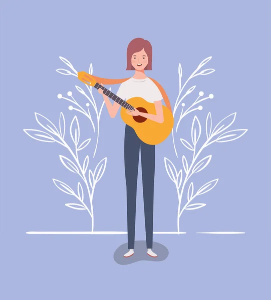 Жінка грає персонажа акустичної гітари — стоковий вектор