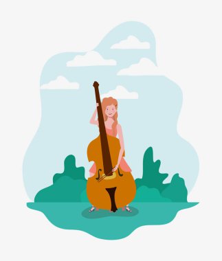 çello enstrüman karakteri oynayan kadın