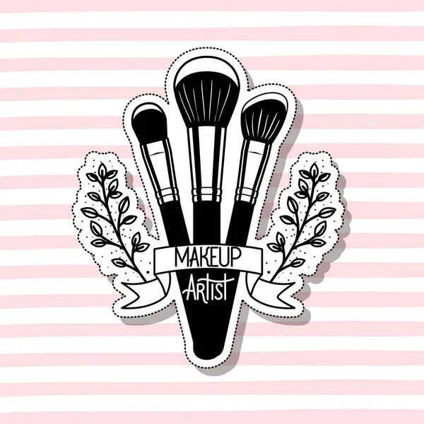 Accessoires de brosses de maquillage dans la carte — Image vectorielle