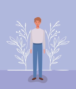 Genç ve rahat bir adam karakter