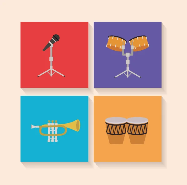 Set of musical instruments icons — Stock Vector