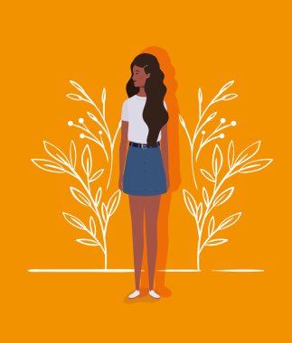 genç ve güzel afro kız karakter