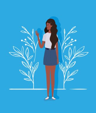 genç ve güzel afro kız karakter