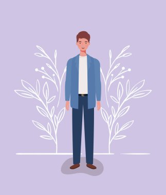 Genç ve rahat bir adam karakter