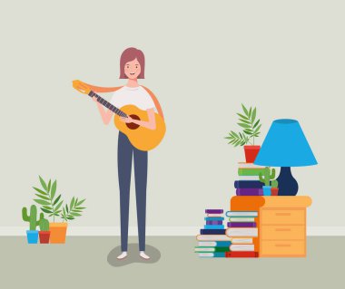 akustik gitar karakteri oynayan kadın
