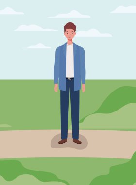 kamp karakteri genç ve rahat adam