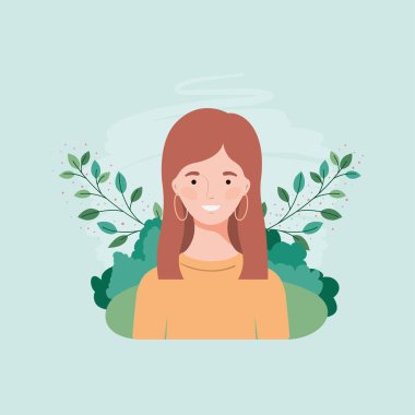 yapraklar ile kampta genç ve güzel kız