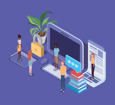 Masaüstü ve mini insanlar ile online eğitim