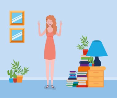 evde karakter genç ve güzel kız