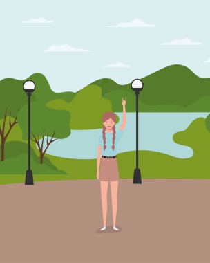 parkta genç ve güzel kız