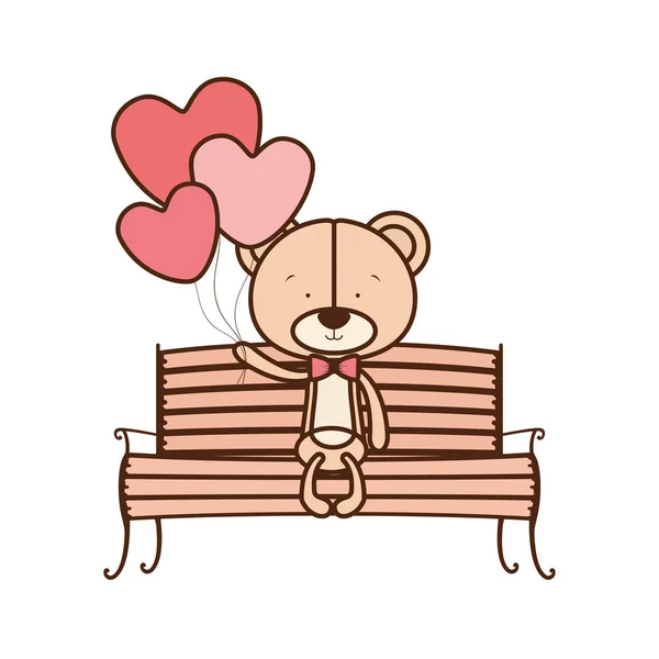 Urso bonito sentado na cadeira do parque — Vetor de Stock
