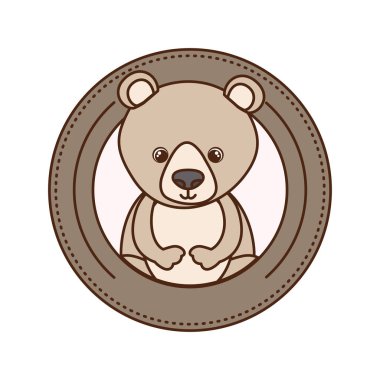 dairesel çerçeveile sevimli ve sevimli ayı