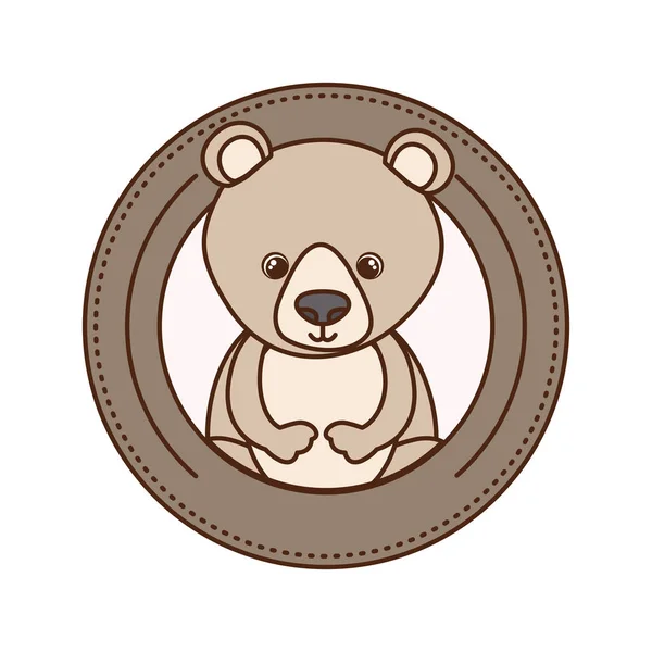 Roztomilý a rozkošný medvěd s kruhovým rámečkem — Stockový vektor