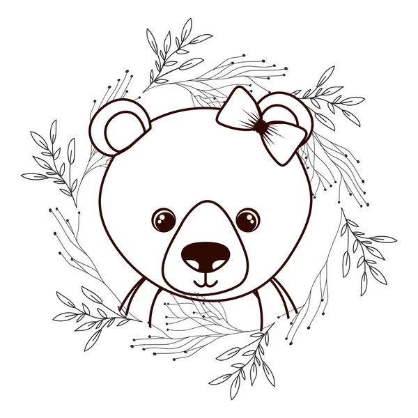 可爱和可爱的熊与花圈 — 图库矢量图片