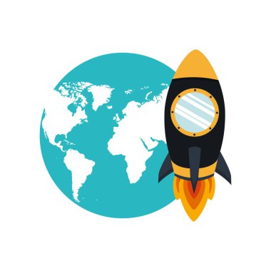 gezegen dünya arka plan ile roket